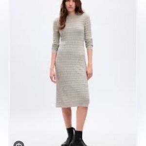 Gap Silver Metallic Textured Midi Sweater Dress